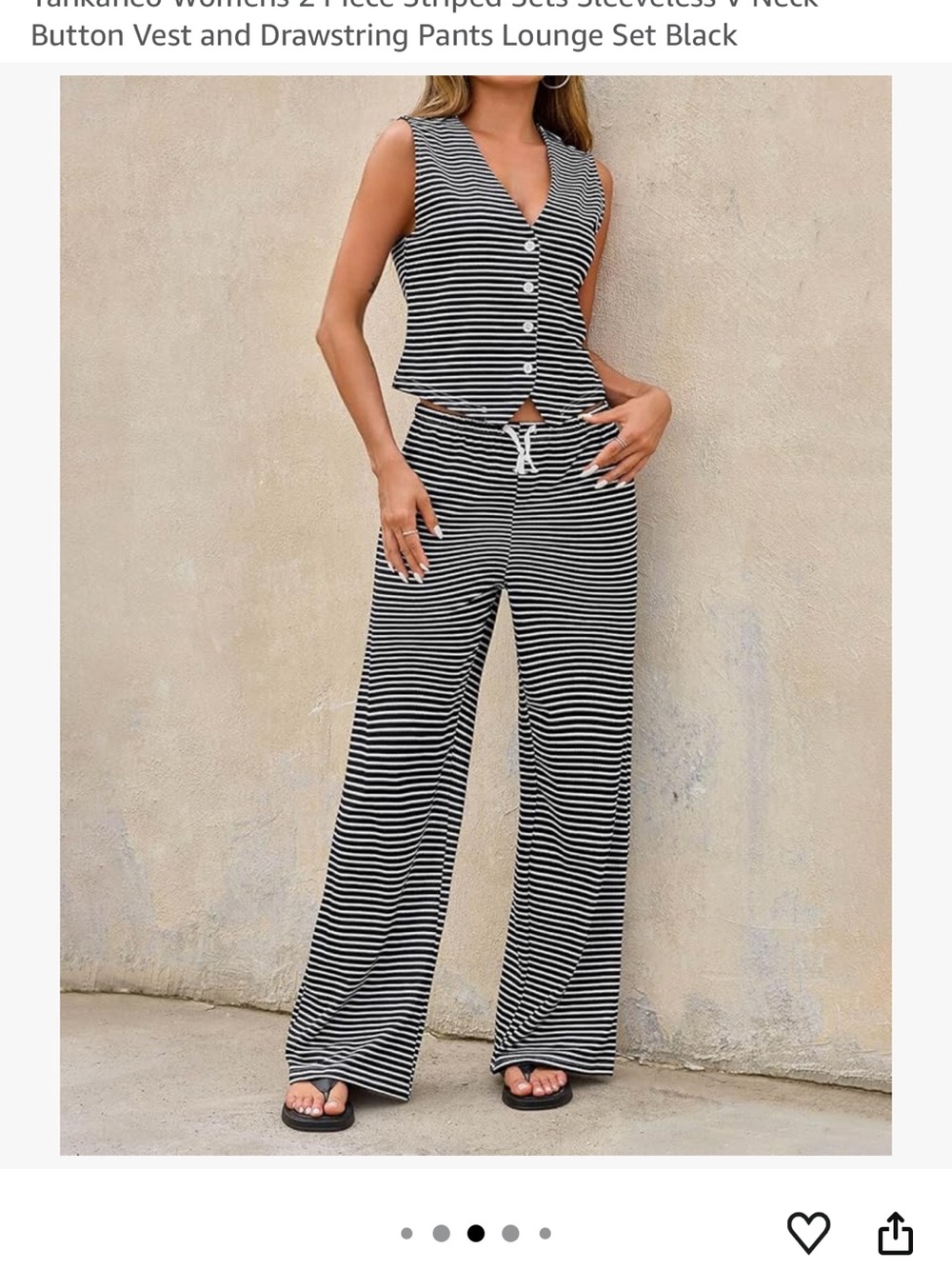 Striped Black & White Vest and Pants Set - Picture 5 of 14